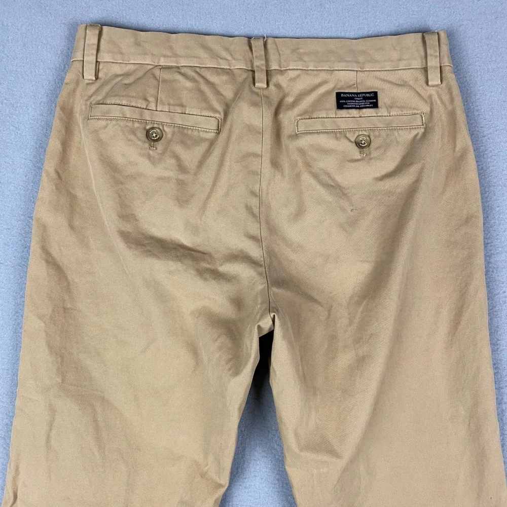 Banana Republic Emerson Chino Mens Tan Straight Fit Cotton Pants Size‎ 31